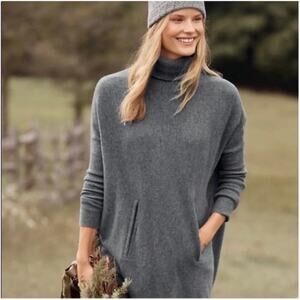Garnet Hill Wool Cashmere Blend Soft WinterTurtleneck Poncho Lagenlook Size M